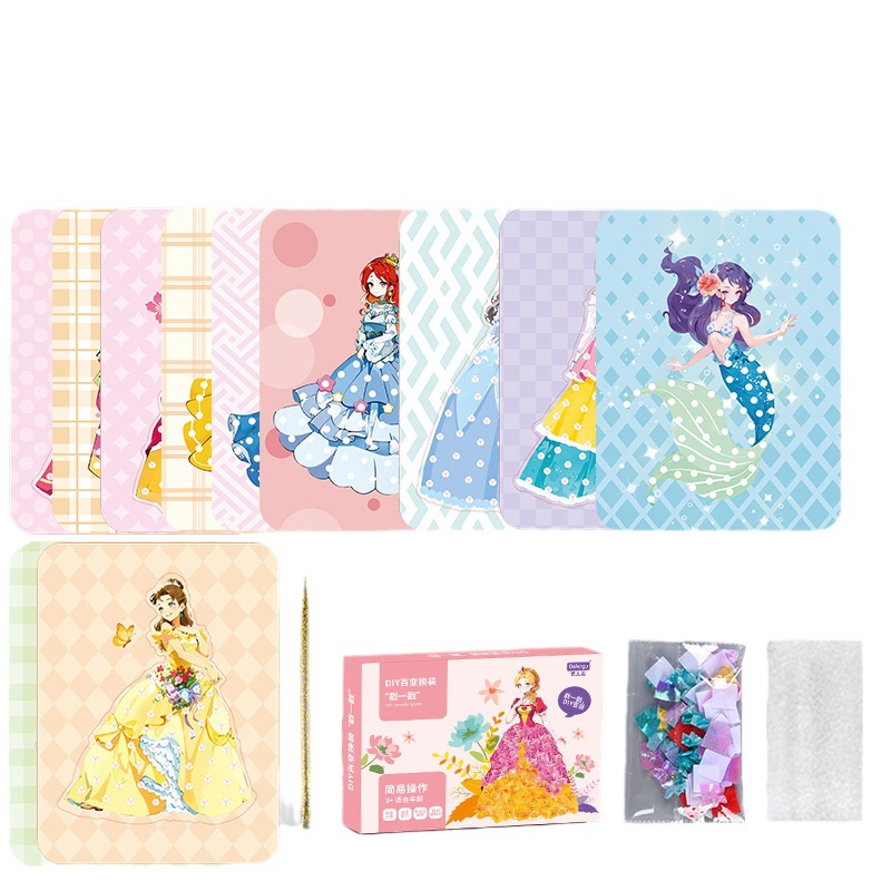 Children's Poking Music Picture Book Princess DIY Handmade Material Bag Sticker Education Toy Girl Set Cross border Foreign Trade