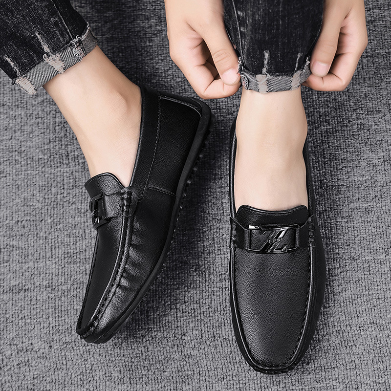 Putian Dou Dou Zapatos de sol suave para hombres perezoso un pedale de zapatos de hombre 2025 nuevas cuatro estaciones para conducir zapatos casuales para conducir zapatos de cuero