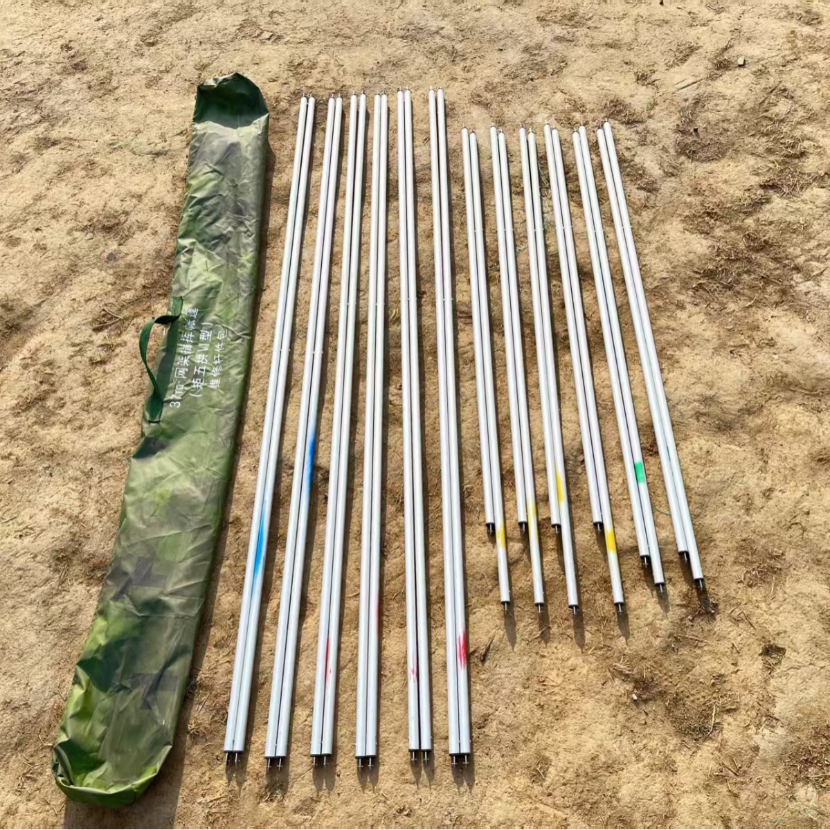 37-square-meter mesh frame repair pole accessories, red, yellow, blue, green accessory poles, 37-square-meter mesh frame command tent, outdoor emergency rescue