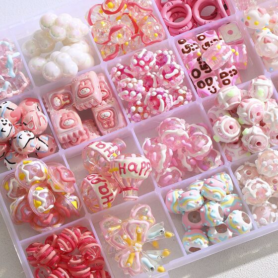 [Pink series] special-shaped heavy industry hand-painted beads cartoon loose beads beads diy accessories material package bracelet car hanging