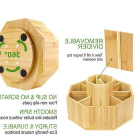 跨境木制旋转笔筒收纳盒桌面马克笔储物盒多格办公桌面收纳盒