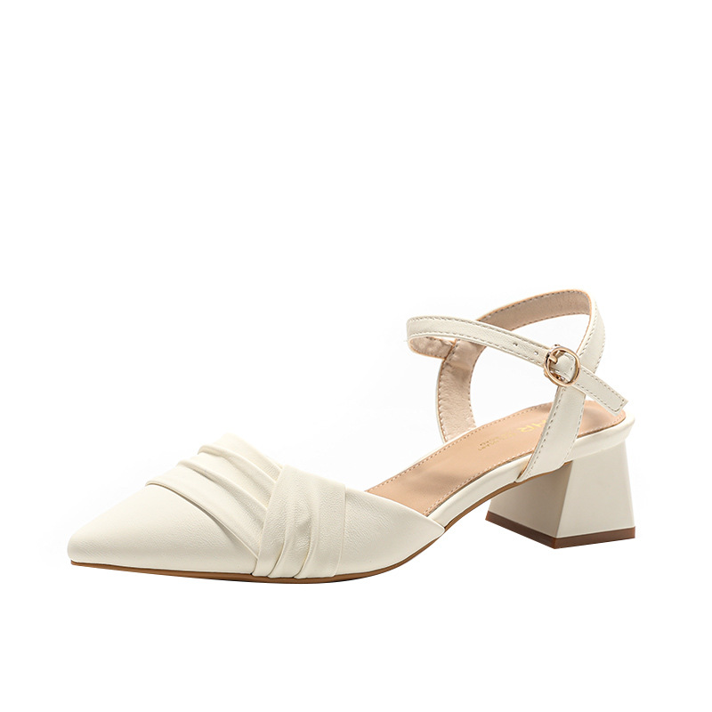 Sandal nữ mũi nhọn quai ngang phong cách Hàn Quốc — BL135 màu đen