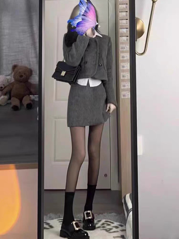 小香赫本风套装连衣裙子女深秋初冬穿搭2025新款秋冬装搭配一整套|undefined