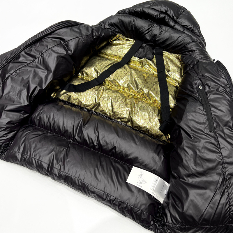Damkläder Svart och guldfärgad exklusiv! Huvad, förtjockad, lös, varm, puffbrödskort Varm jacka_voghion.com