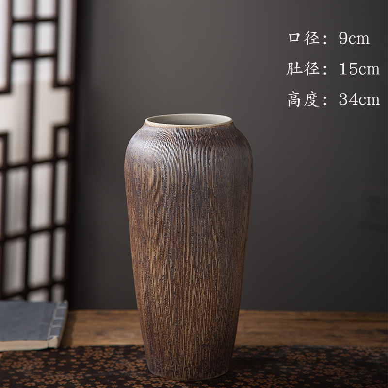 Jingdezhen nuevo jarrón de cerámica china planta maceta de flores de cerámica vintage flor seca sala de estar decoración moderna simple estricta