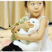 LEOSCO儿童节日礼物玩具仿真毛绒公仔2款10in小白兔棕兔子玩偶