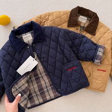 儿童韩版棉服冬款外套女童棉袄格子男童棉服童装外套潮童上衣