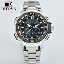 Ditova手表 双显指针学生钢带手表商务时尚欧美防水手表