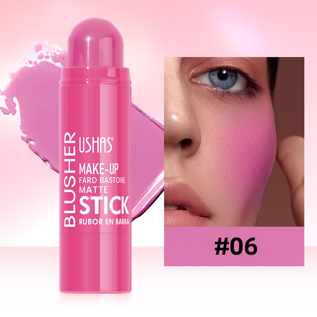 USHAS belleza venta caliente transfronteriza color color natural maquillaje portátil palo de rubor al por mayor UC144