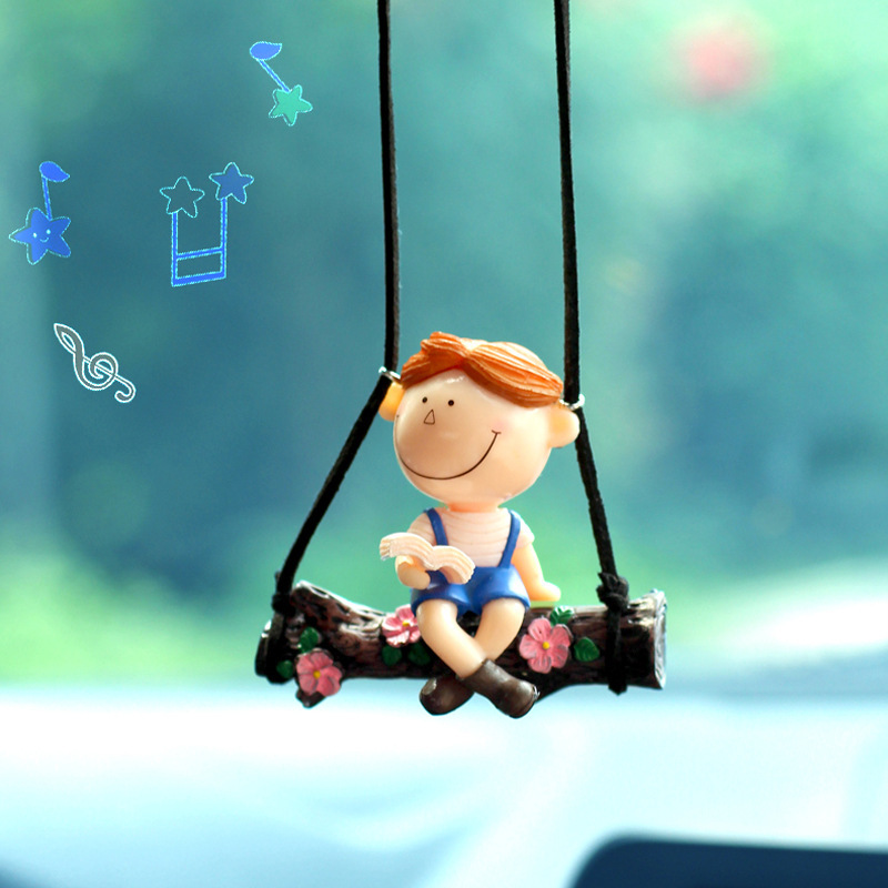 Swing Duck Series Pareja de dibujos animados Espejo retrovisor de coche colgante