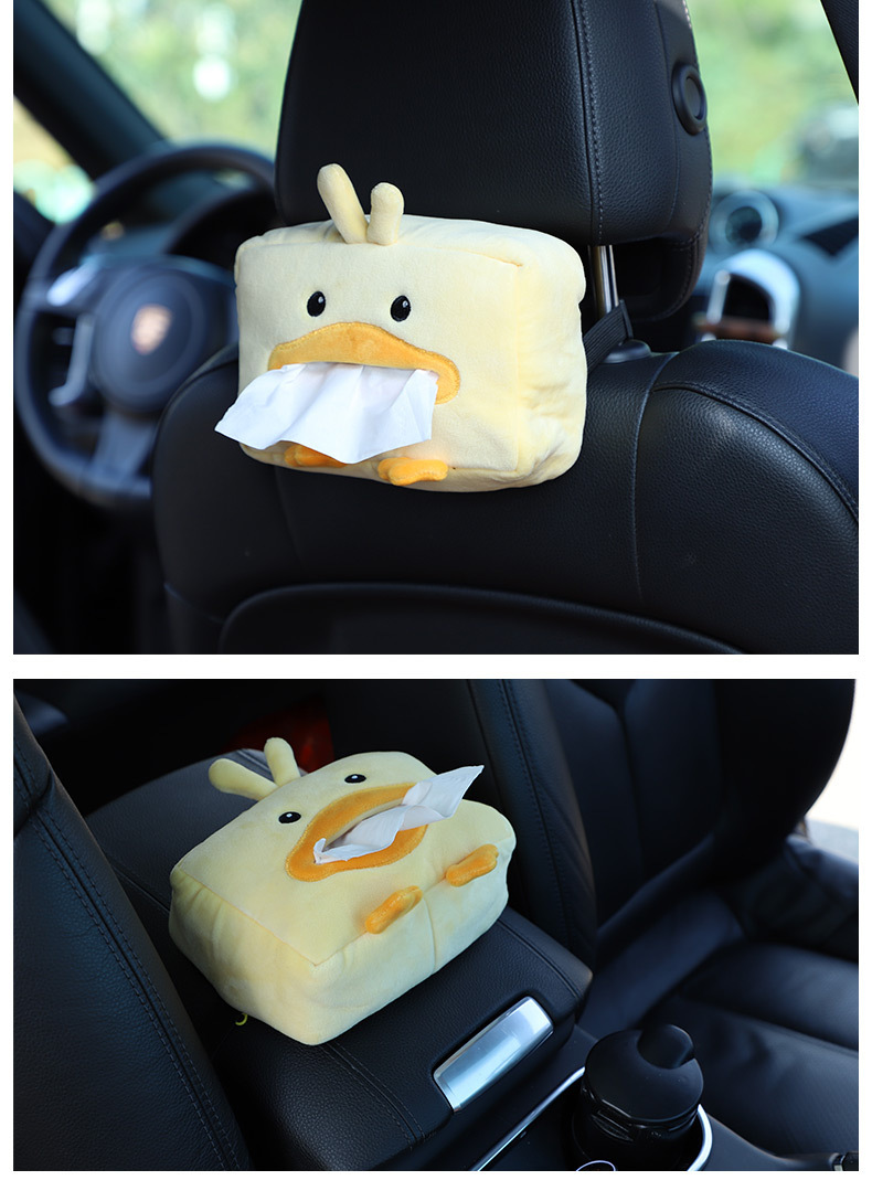 Car tissue box cute cartoon car chair back hanging paper box multifunctional car armrest box tissue box