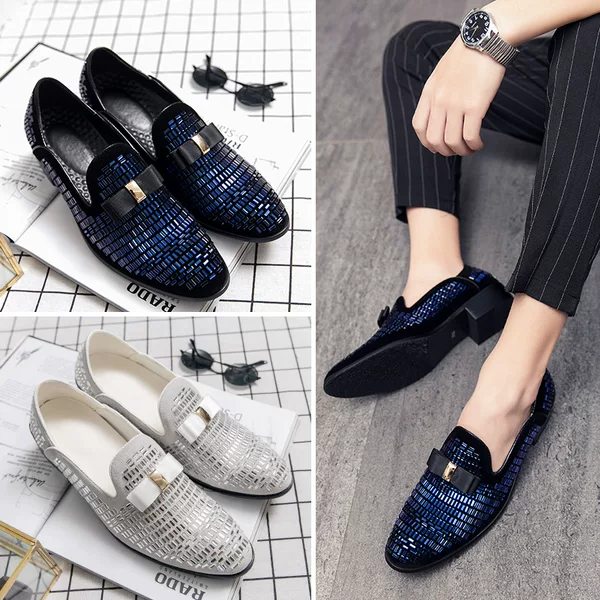 Korean Style Slip-on Men's Trendy Fashion Love Casual Studio with Rhinestone British Wedding Photography Shoes