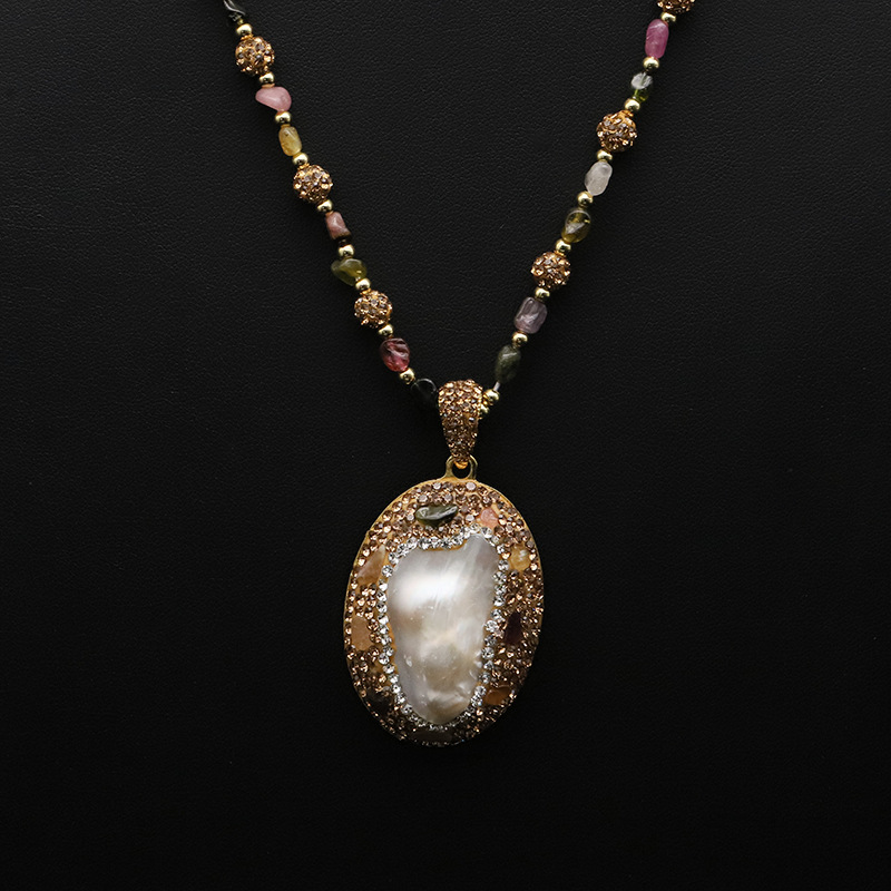 Collar de perlas naturales nicho alta sensación barroco de agua dulce llave mujer chapado a mano oro 18k joyas de color