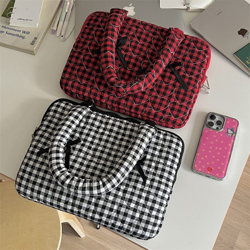 Ins Design Quilted Embroidery 11inch Tablet Liner Bag 14inch Laptop Bag 15.6inch Storage Protective Cover