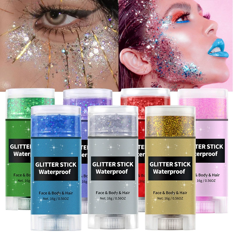 Кросс-бордерный блеск для тела, гель с блестками для макияжа лица, тени для век "русалка", блестки для волос, стик для сценического макияжа и хайлайтер