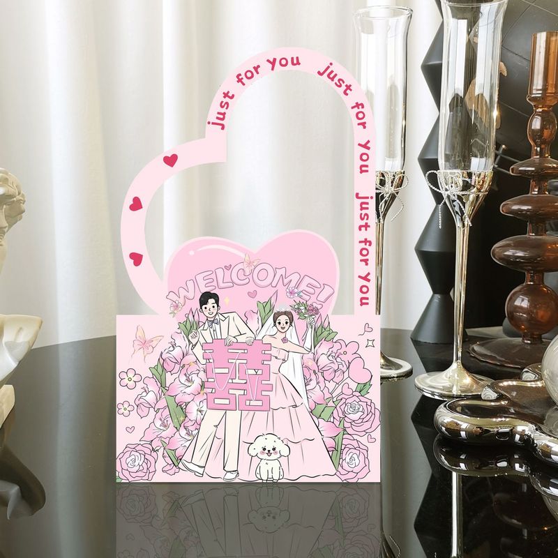 ネット赤手描きイラスト漫画手提げケースかわいい結婚喜糖箱結婚式婚約領収書喜糖箱テーブル糖箱|undefined