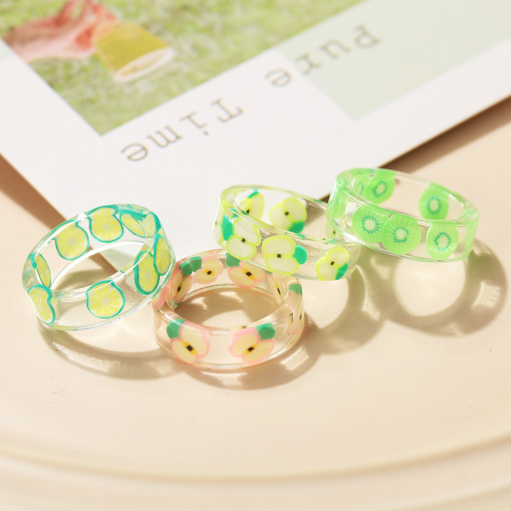 Simple Transparent Fruit Resin Ring Wholesale display picture 1