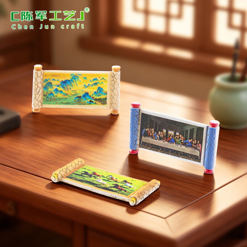 Micro-Landscape Creative Scroll Painting, Dollhouse DIY Decoration Hanging Accessory, Mini Desktop Resin Ornament Micro-Landscape Creative Scroll Painting, Dollhouse DIY Decoration Hanging Accessory, Mini Desktop Resin Ornament