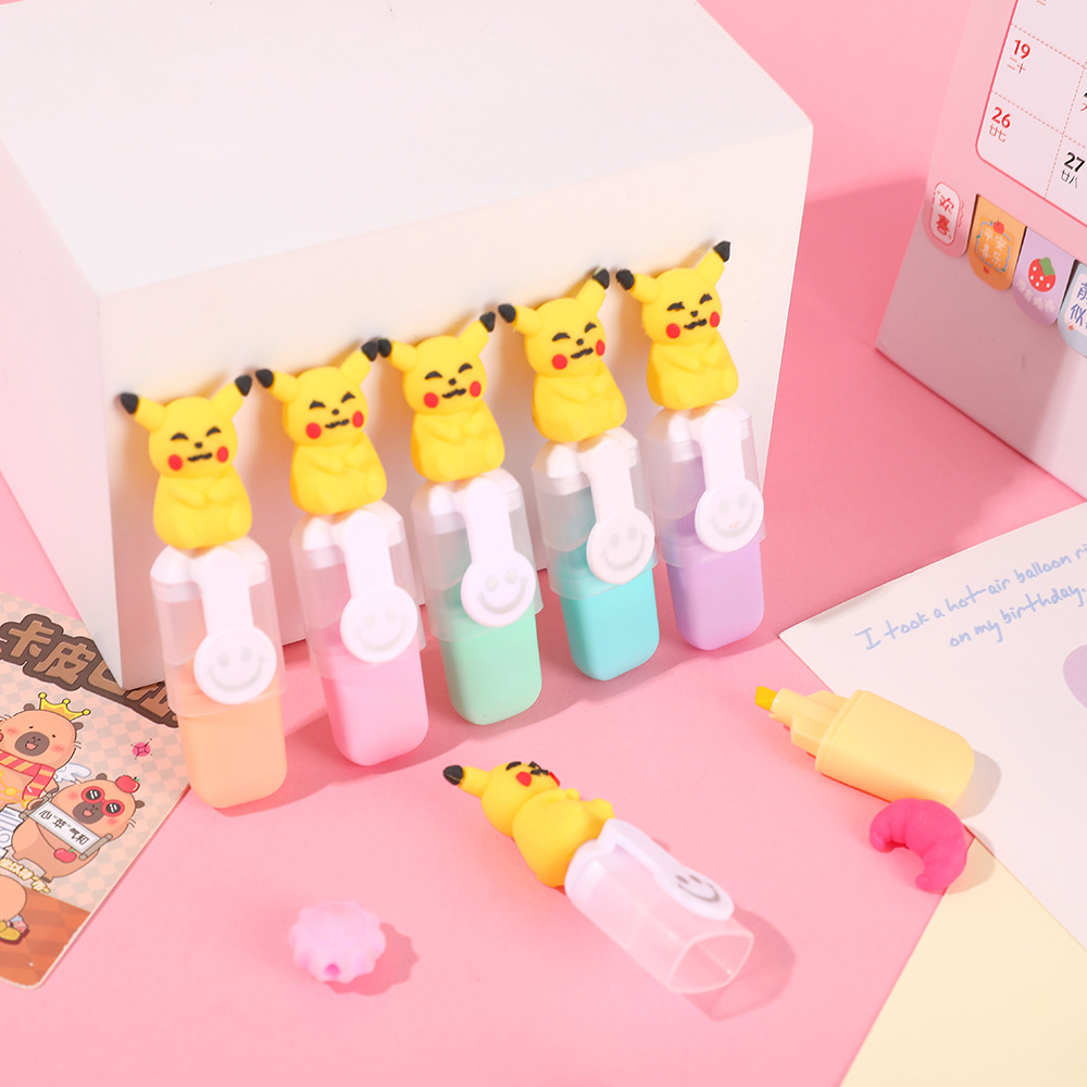 Kit de resaltadores con forma de garra de gato Sanrio, 6 colores, para niñas – Mayorista de Yiwu