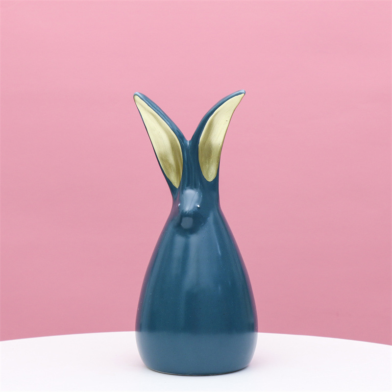 Estilo nórdico artesanía de cerámica decoración al por mayor TV gabinete del vino moderno hogar conejo decoración creativa