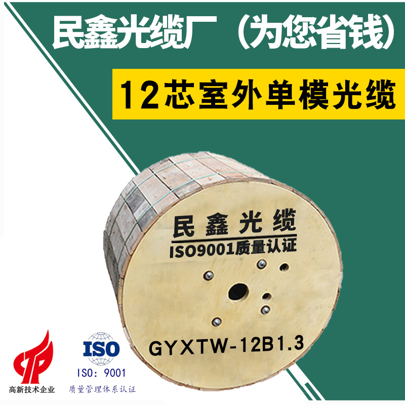 民鑫室外单模光纤12芯中心束管12芯光纤电缆G652D单模12芯光缆