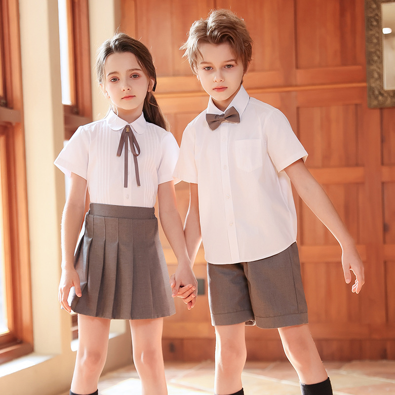 Uniformes de clase de verano para estudiantes de primaria, trajes de camisa británicos, uniformes de jardín de infantes, uniformes escolares para niños, fotos de graduación, uniformes de coro