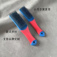 文玩6排钢丝刷子硅胶柄304不锈钢钢丝刷金属除漆除锈刷文玩抛光清