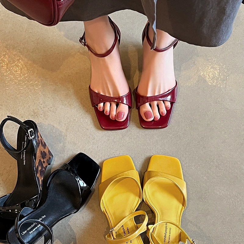 Summer leather sandals with a strap, genuine leather
