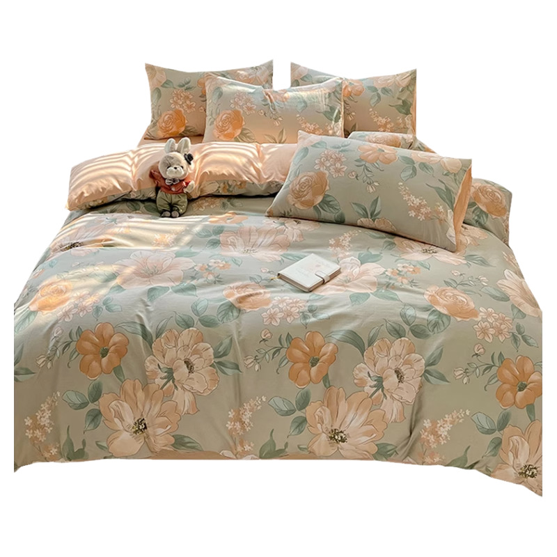 Ropa de cama de algodón americano de cuatro piezas Invierno 100 sábanas de algodón Funda de edredón Funda de edredón Juego de tres piezas 2025 Nuevo 4