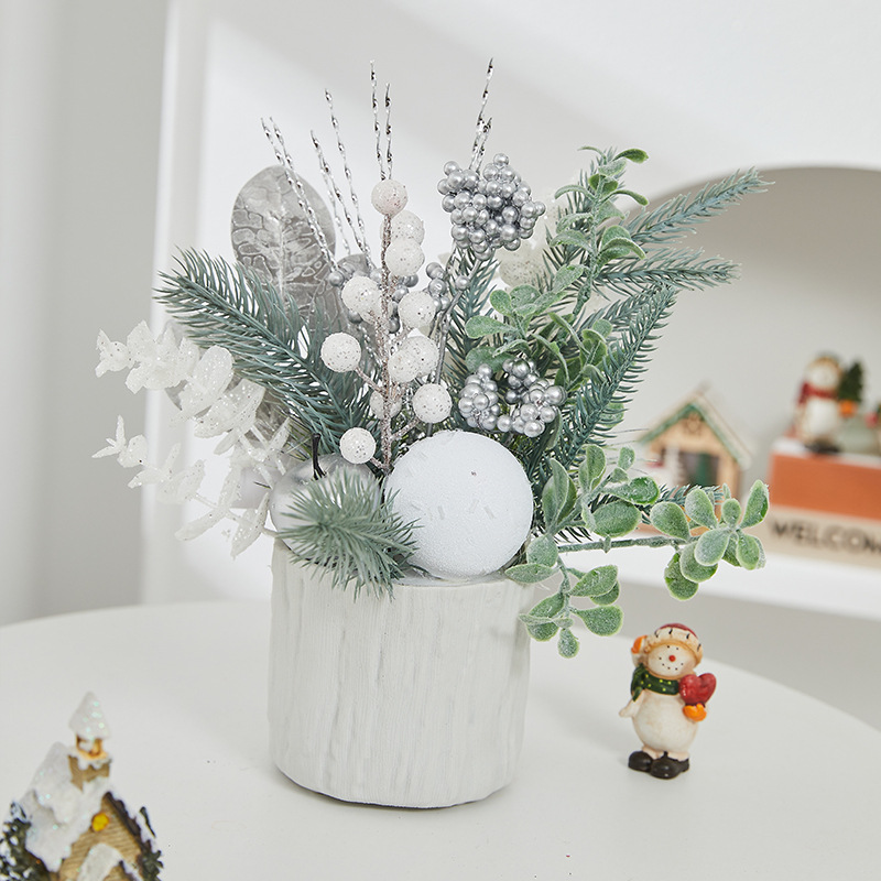 Mini-Weihnachtsbaum in Weiß mit Lichterkette – Elegante Tischdekoration aus Holz für Zuhause, Büro und festliche Anlässe (Verschiedene Größen und Beleuchtungsoptionen)_voghion.com