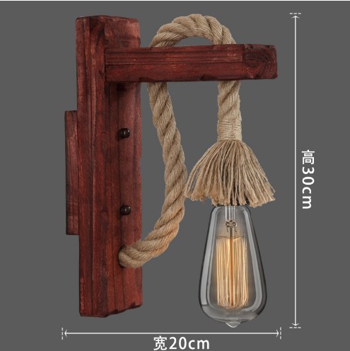 Retro kenaf rope wall lamp
