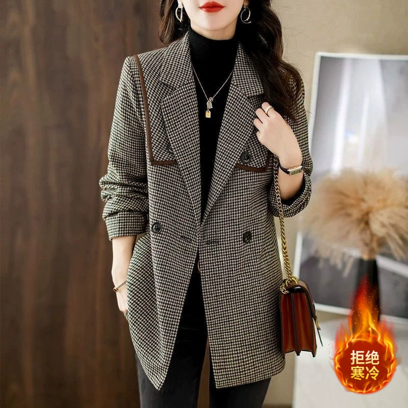 Свитерный осенний классический пиджак- костюм, oversize, яркий запоминающийся стиль