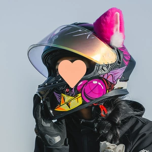 Motorcycle Helmet Full Face 3C Certified with Bluetooth Cat Ears