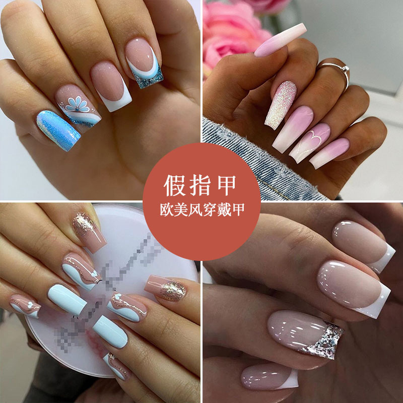 Ventas directas de fábrica de 24 piezas de uñas de uso transfronterizo de uñas de estilo europeo y americano parche de uñas postizas desmontables nails