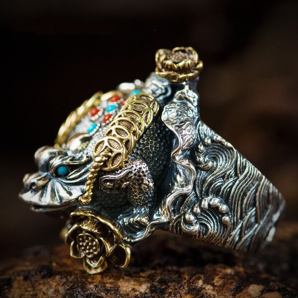 Carved retro ring handmade for men and women