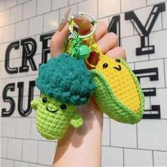 新しいブロッコリーぬいぐるみキーホルダー野菜ウールニット小さなギフト人形インクリエイティブ車のキーチェーン