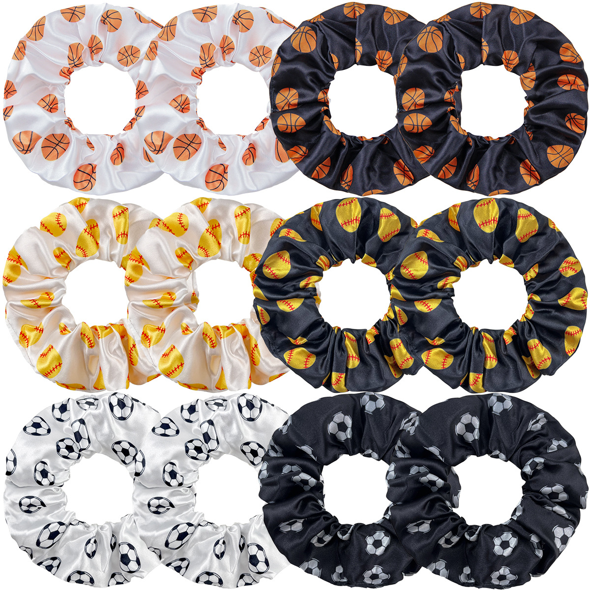 20g Weight Large Intestine Hair Ring, Hair Tie Hair Accessories Type 5 PCS/Package Quantity Holiday, Daily Occasion Polyester Material Basketball, Football Pattern Women's Gender Classic Style, Korean Style Style Women's Classic Style Korean Style Basketball Football Cloth Polyester Large Intestine Hair Ring Hair Tie 1