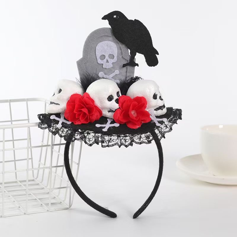 Halloween, Easter Festival Women's Hip-Hop Funny Halloween Pattern Mixing Lace Hair Band
