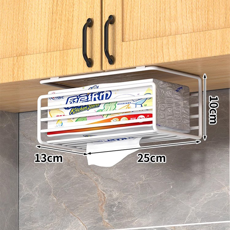Estante de toallitas de cocina sin agujeros de hierro forjado estante de papel de servilletas domésticas puertas de gabinete caja de extracción estante de pared