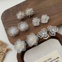 优雅小清新烟花水晶耳钉s925银针气质小众设计高级感百搭简约耳饰