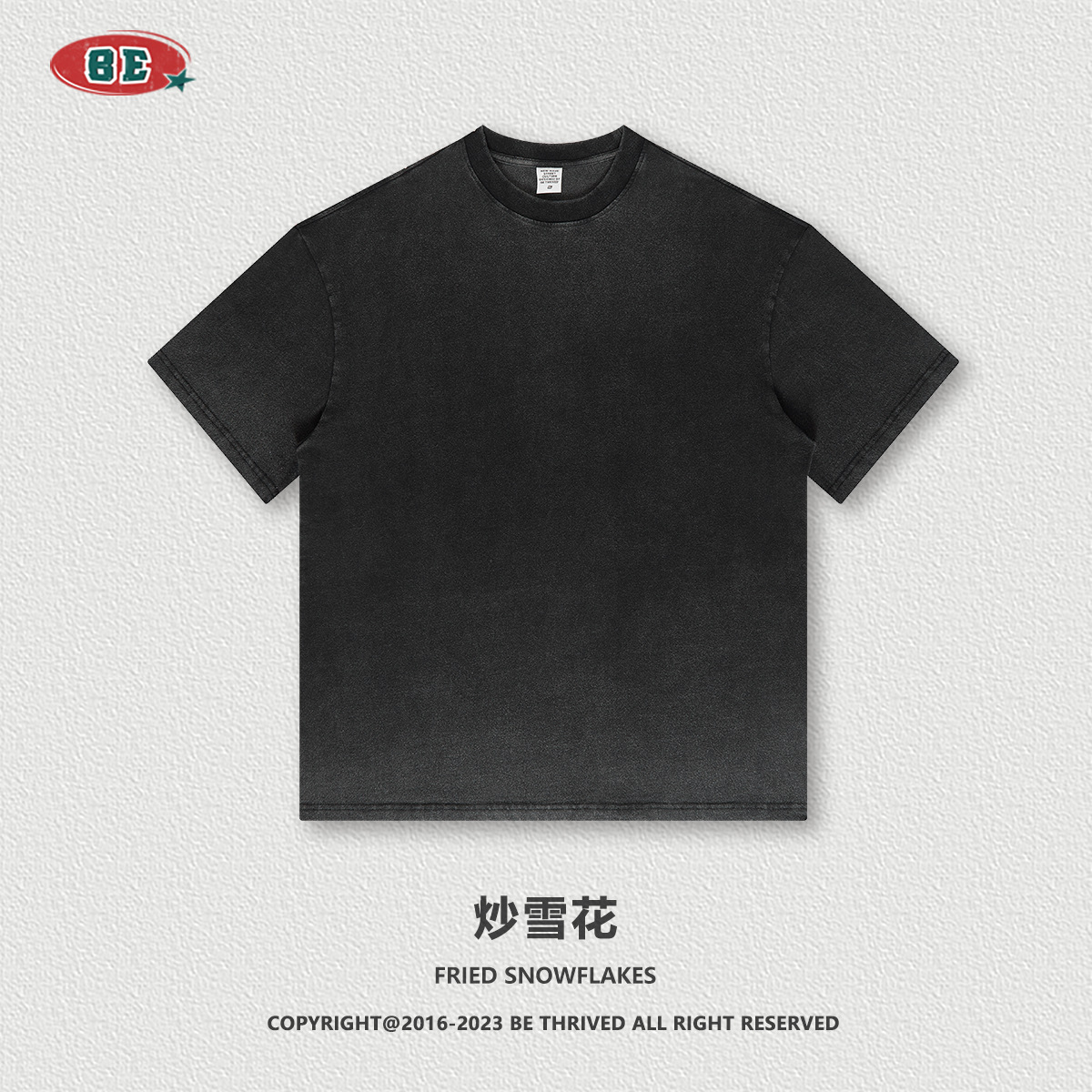 BE ropa de hombre American retro dopamina cuello redondo algodón de manga corta marca de moda juvenil lavado degradado ropa de manga corta hombres