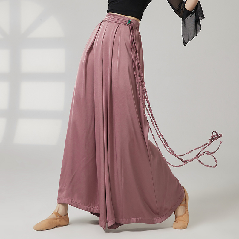 Classical Dance Chinese Modern Dance Lace-up Elegant Wide Leg Pants Professional Training Dancing Performance Practice Pants