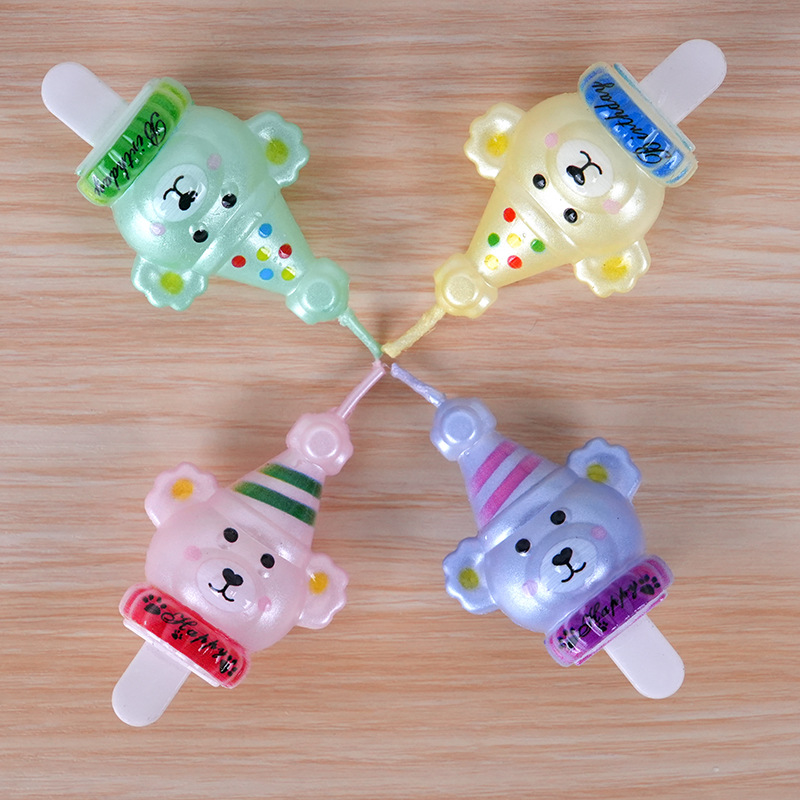 Cute Party Hat Bear Candle Birthday Cake Decoration Plug-in Children's Holiday Baking Holiday Party Christmas 4