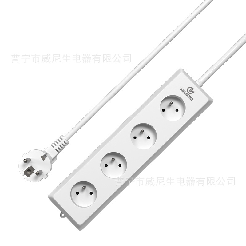 Gelistar跨境专供插排排插法国法式4位多插孔插线板外贸电源插座