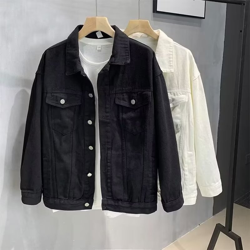 Black Denim Jacket Men's Spring and Autumn New Trendy Brand Stylish Loose Versatile Workwear Jacket Top Clothing