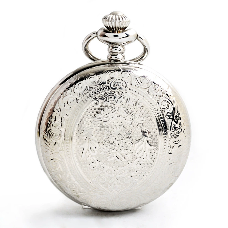 Quartz big silver metal pocket watch for leisure, wholesale