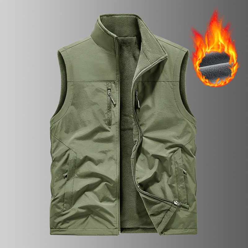 Cross-border autumn and winter new double-sided vest men's fleece-lined casual waistcoat outdoor waterproof quick-drying coat waistcoat printing Cross-border autumn and winter new double-sided vest men's fleece-lined casual waistcoat outdoor waterproof quick-drying coat waistcoat printing