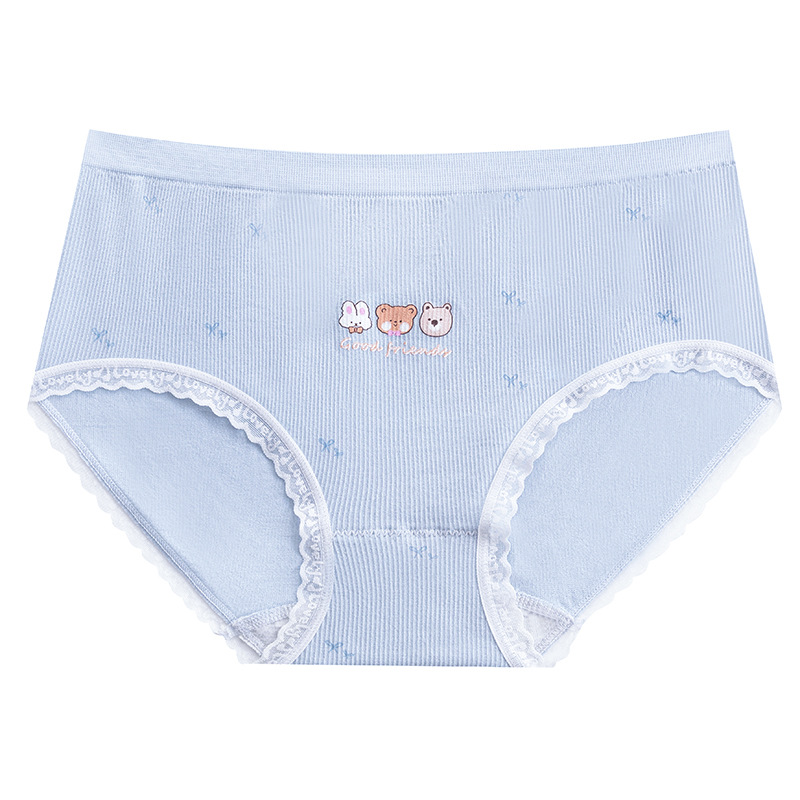 Otoño e invierno lindo oso algodón antibacteriano entrepierna transpirable niña cintura media cadera lindo japonés cómodo calzoncillos agradables para la piel