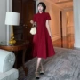 改良订婚红色礼服旗袍