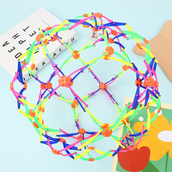 Children's magic telescopic ball player grabs and kicks the flower…